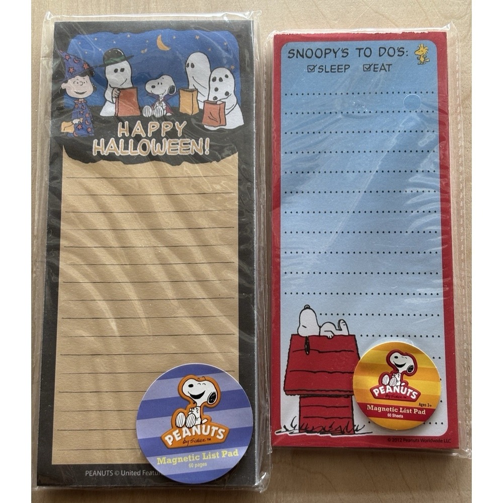 Snoopy Peanuts Note Pad LOT of 2 NIP Sealed Halloween Snoopy's To Do List